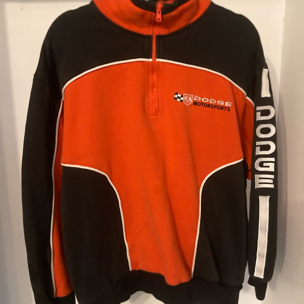 Men’s Sz Large Vintage Nascar Black and Red Dodge Motorsport 1/4 zip sweatshirt